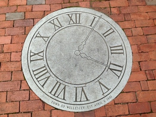 Clock inset along walkway at Sprague Memorial Clock Tower at Elm Park