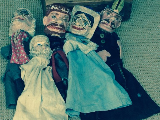 Super creepy toys as part of Wellesley Historical Society display at Faber's Rug in Wellesley Square
