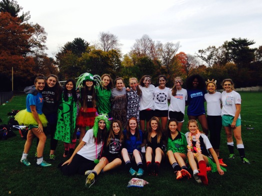 Wellesley High School Junior Varsity Girls' Soccer team dressed up for its match this week