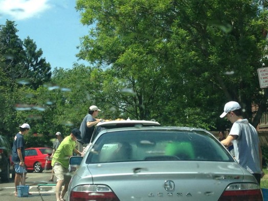 wellesley high sailing team car wash at hardy iin may 2015