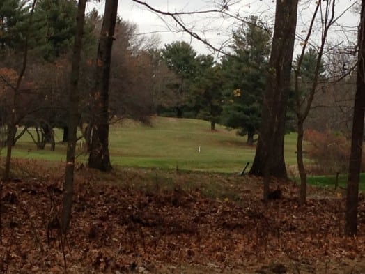 Before you continue along the trail, go to the top of the arches for this view of Nehoiden golf course on the grounds of Wellesley College.