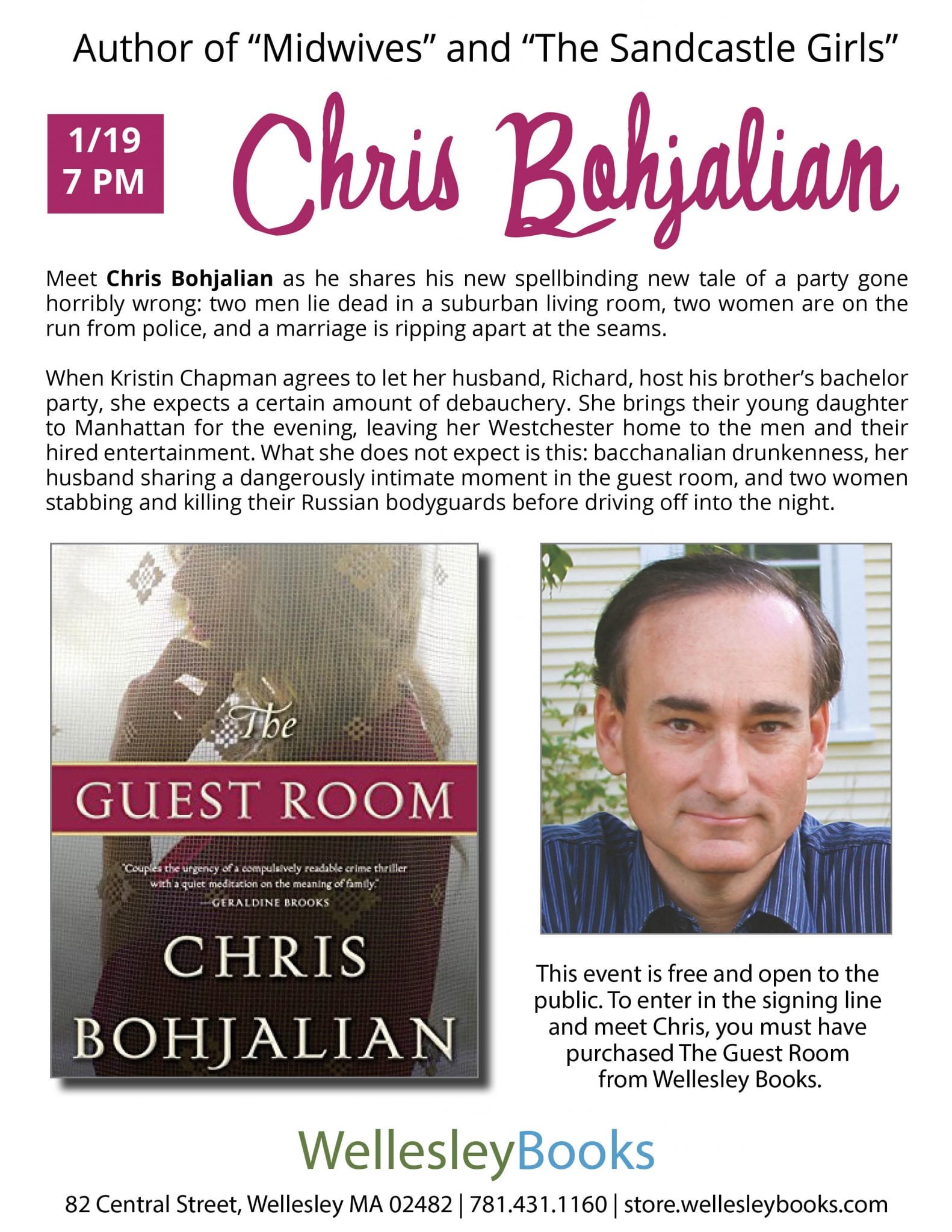 Bohjalian flyer, Wellesley Books