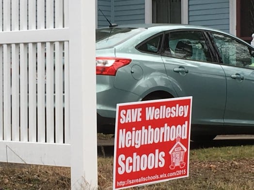 save wellesley schools sign washington st