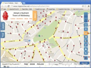 Wellesley Fire Hydrant map, 2016