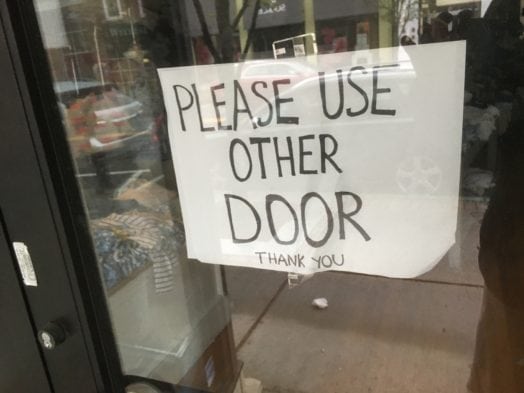 please use other door sign wellesley square