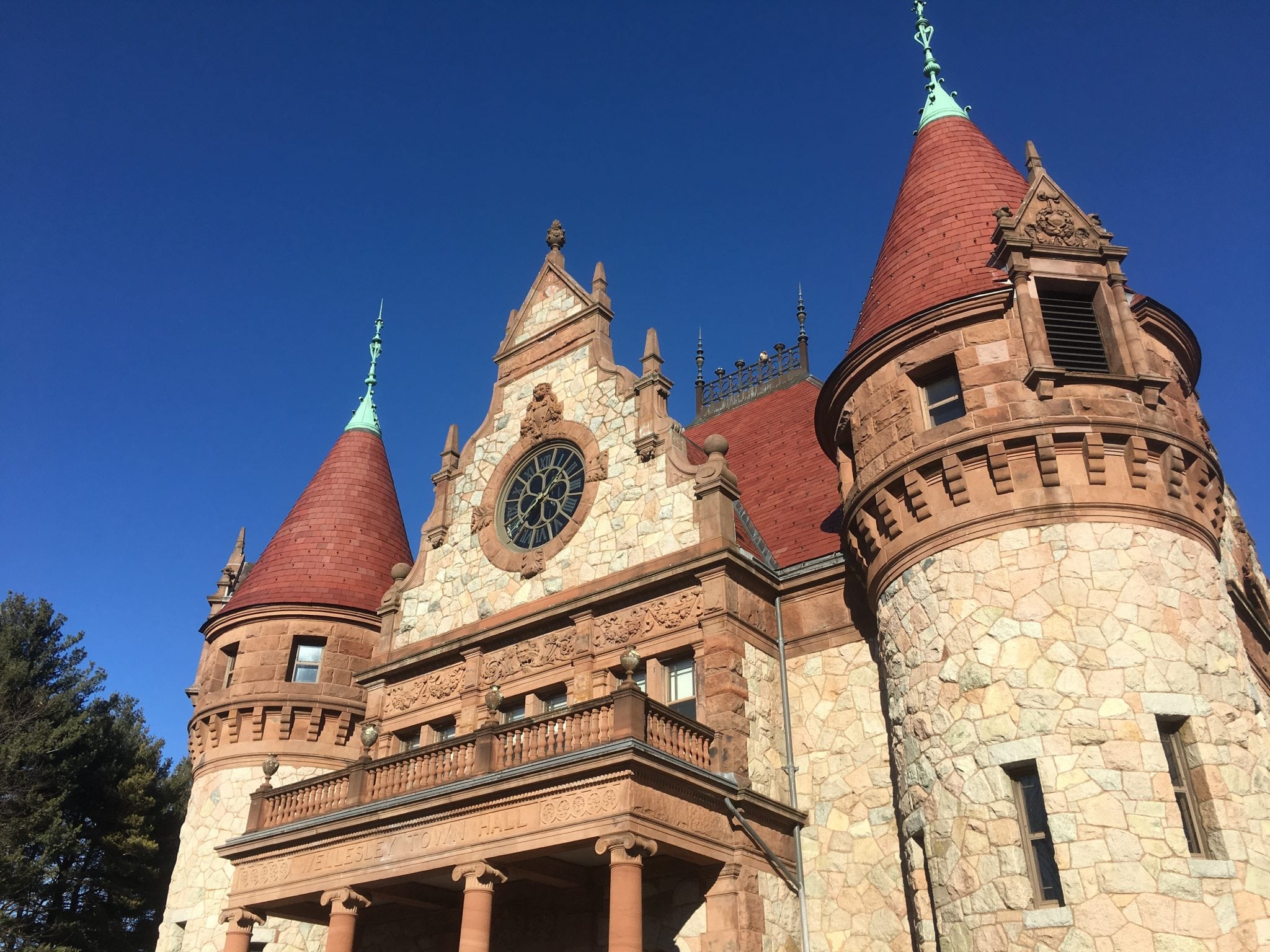 Wellesley town hall blue sky