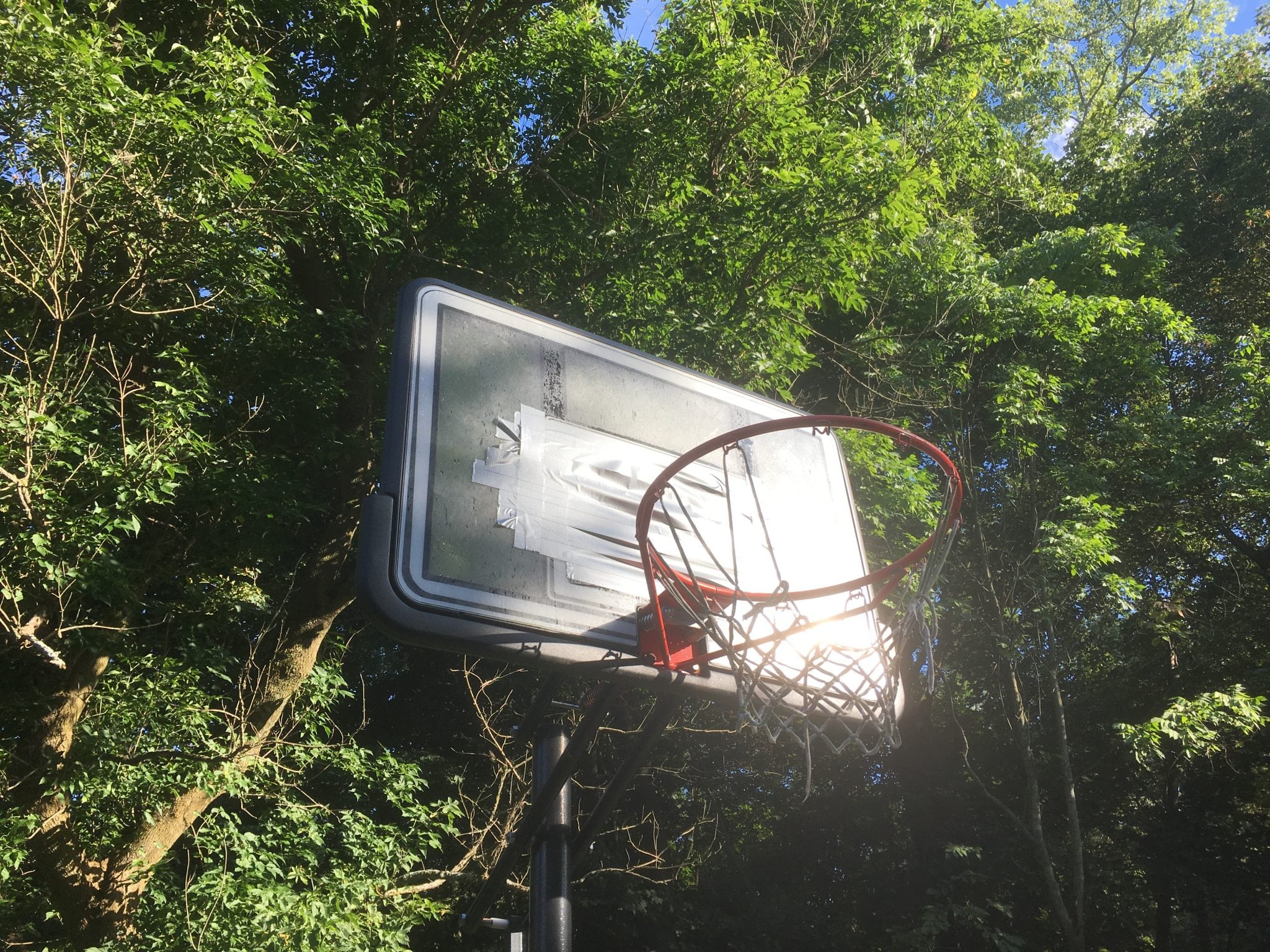 basketball hoop, duct tape, wellesley