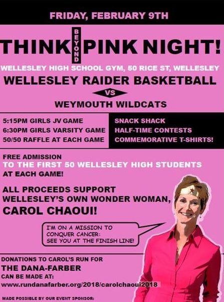 Wellesley basketball pink night