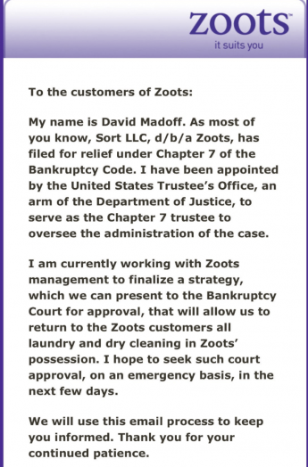 zoots message