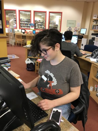 Roxanne at wellesley library