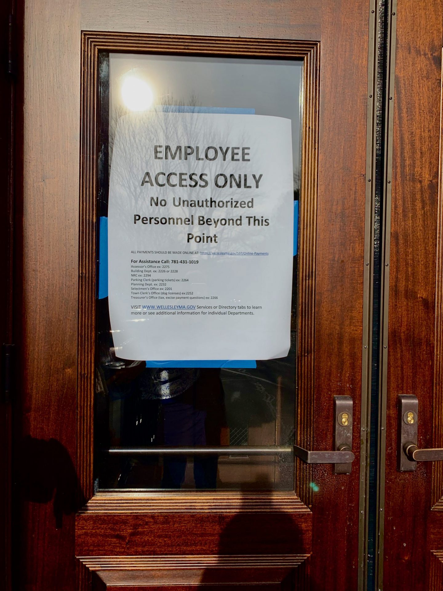 Wellesley Town Hall, closed