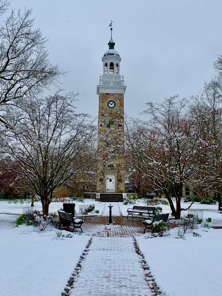 Clocktower Park, Wellesley, snowy day