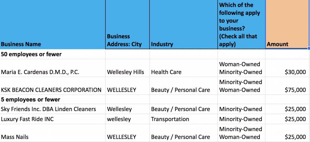 businesses being awarded COVID-19 Small Business Grants