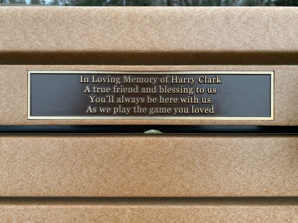 Harry Clark bench at Reidy