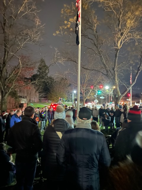 holiday lighting at fire station