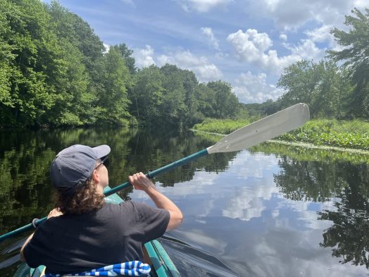 paddling on charles river kayak
