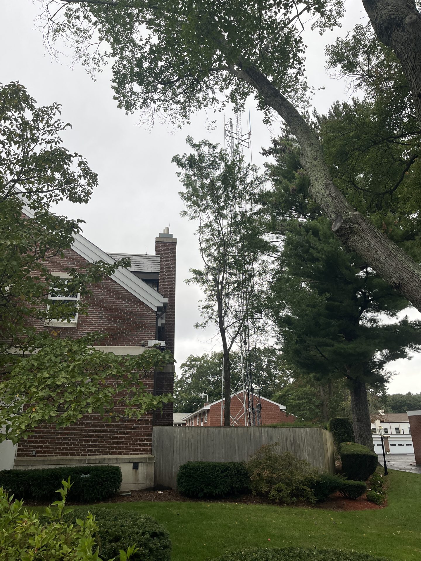 Wellesley police station with antenna towers