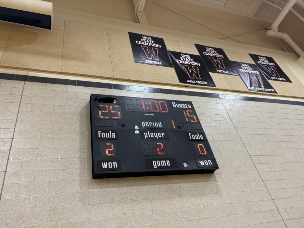 WHS sports banners in gym