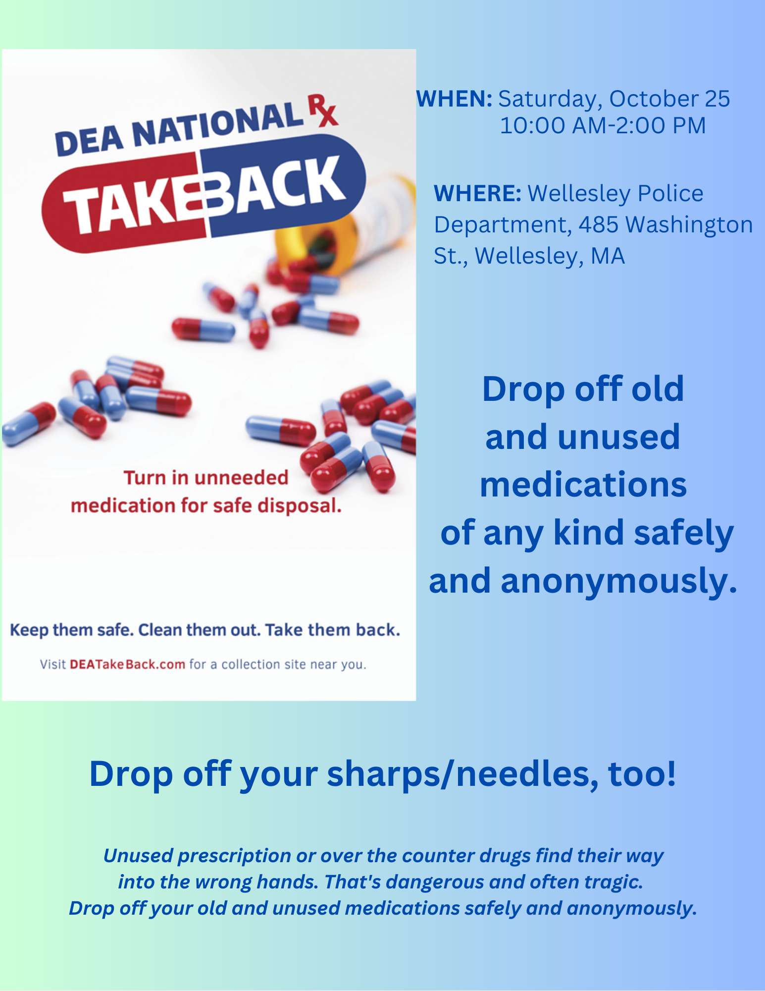 Wellesley drug take back day