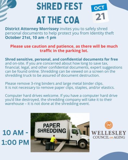 Wellesley Council on Aging, shredding
