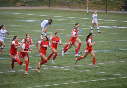 nhs girls soccer celebrate