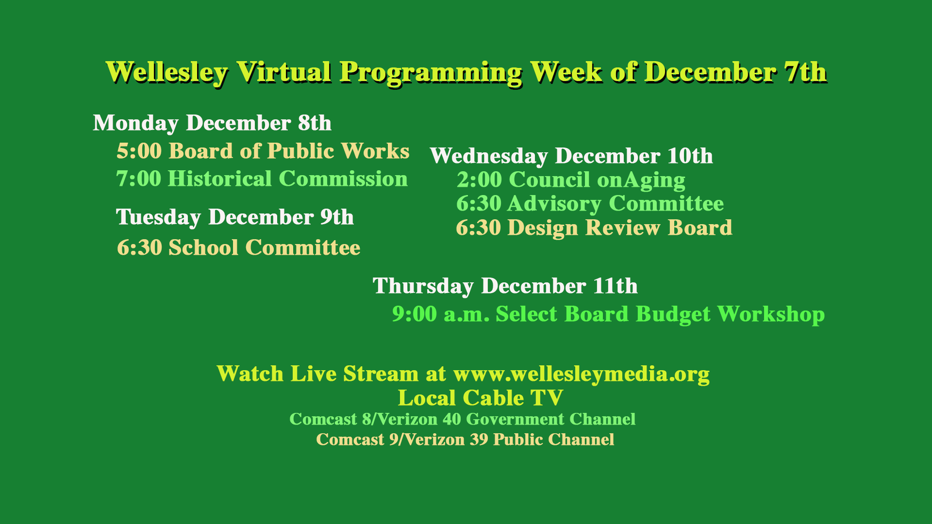 live & recorded government meetings