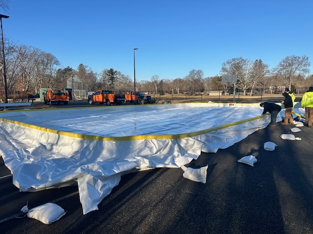 outdoor skating rink at Hunnewell basketball court