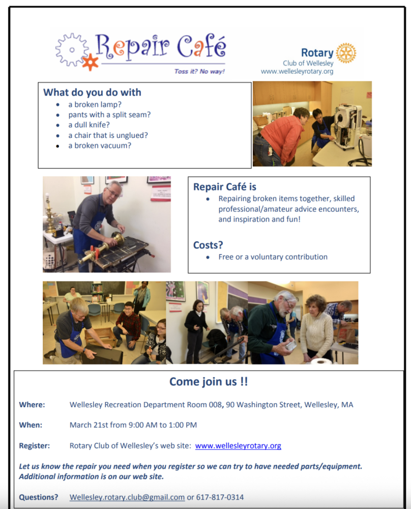 Wellesley Rotary Club, Repair Cafe