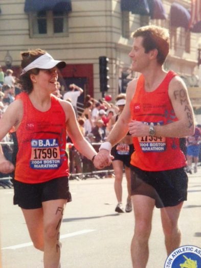 Aly and Steve on Boylston Street 2004 Boston Marathon - Stephen Foraste