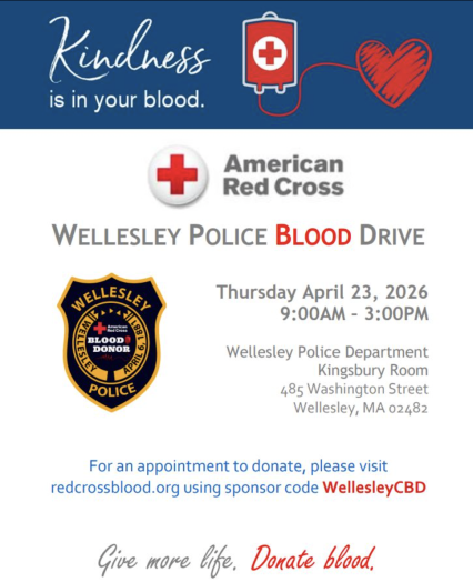 wellesley police blood drive flyer