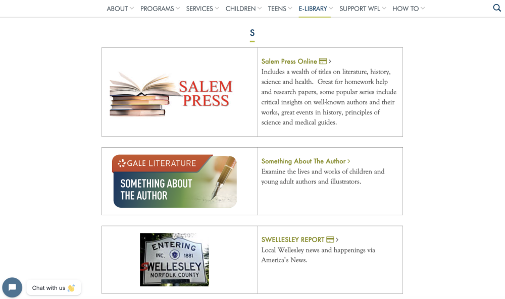 Databases A-Z at library