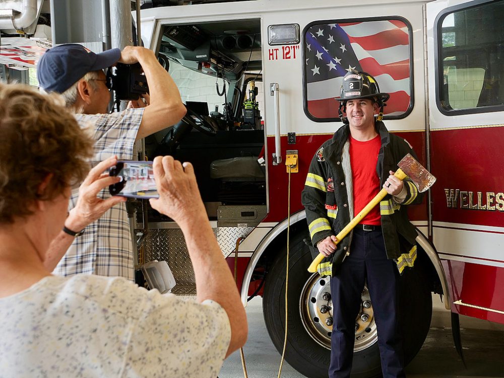 Jon Whalen posing for members of the Wellesley COA Photography Club (by W Stanwood)