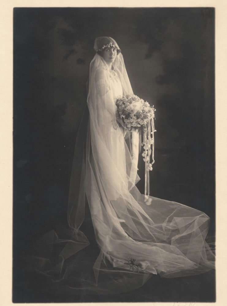 Featured photograph is Shaw in her wedding dress, 1925