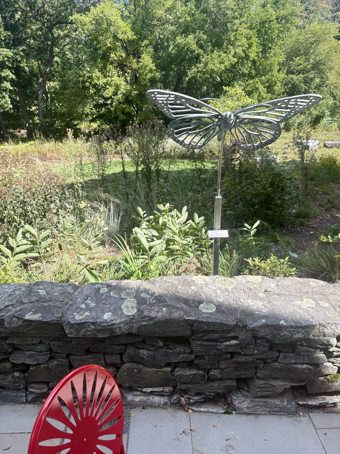 Wellesley Free Library terrace butterfly sculpture
