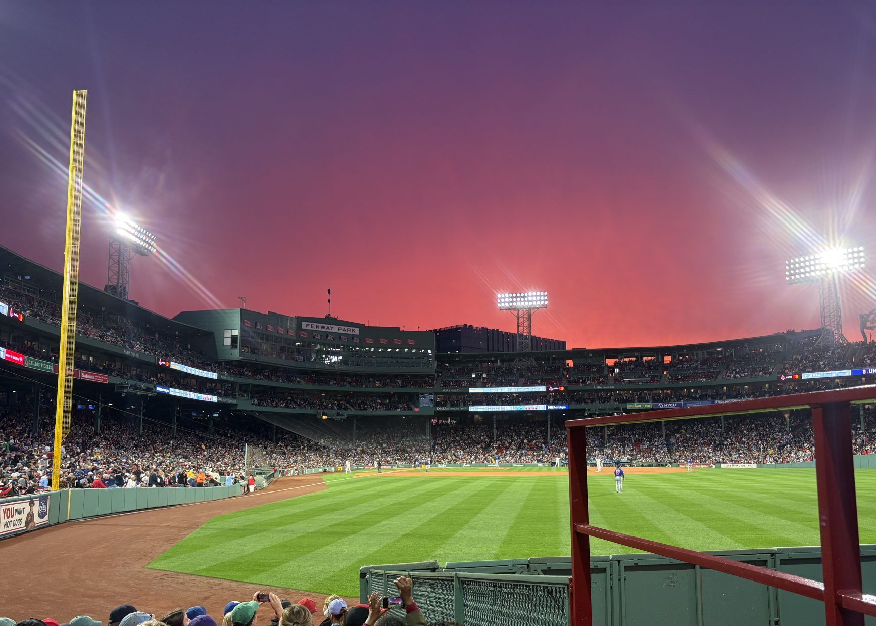 Red Sky over the Red Sox at Fenway Park ahead of storm