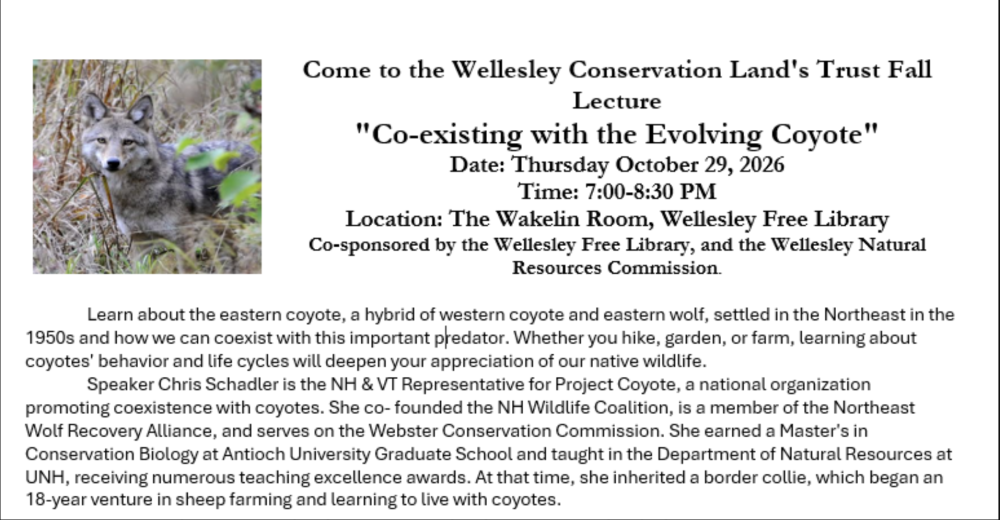 Wellesley Conservation Land Trust, fall lecture