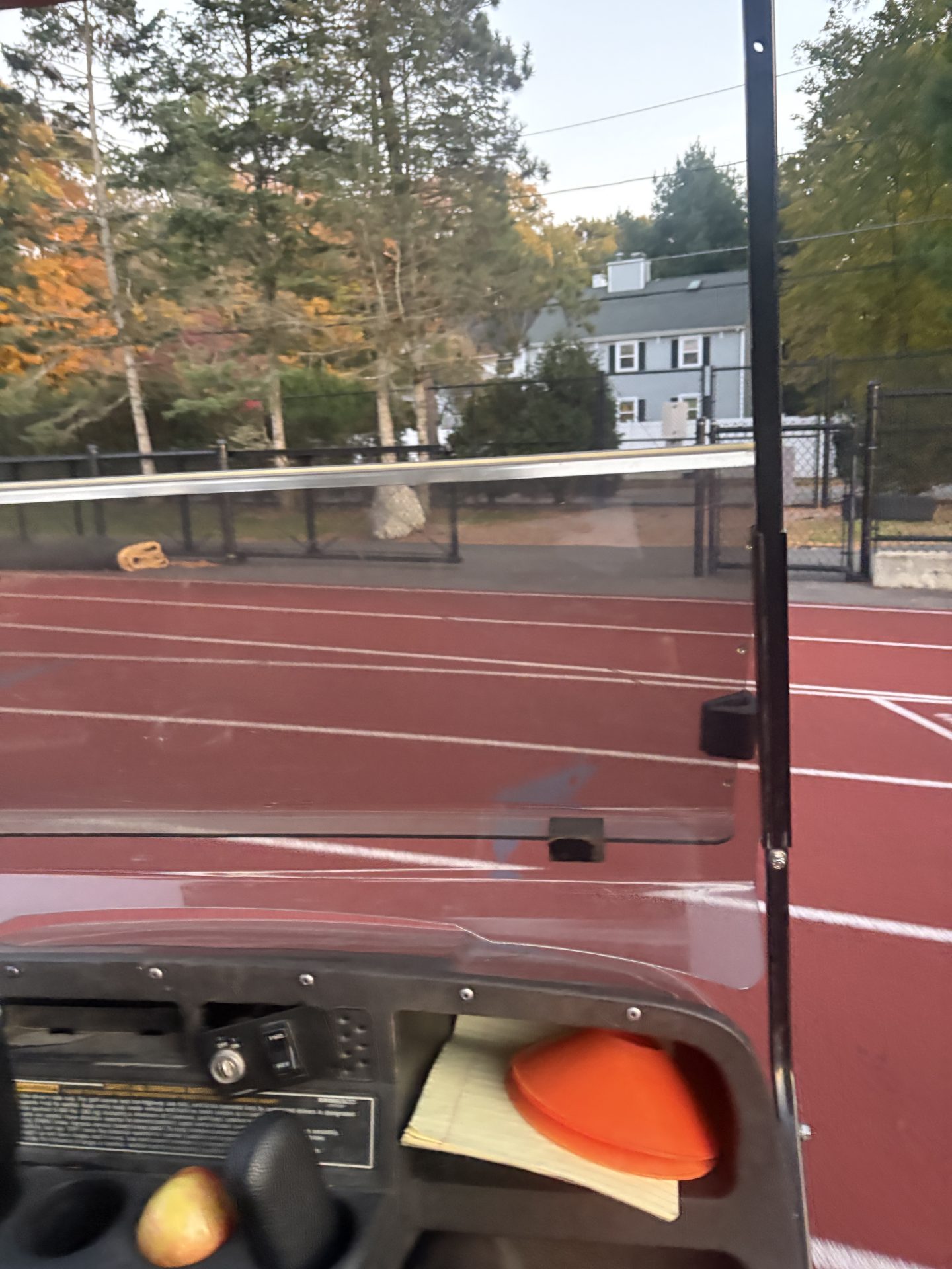 Riding off into the sunset with Wellesley Public Schools Athletic Director John Brown—in that golf cart